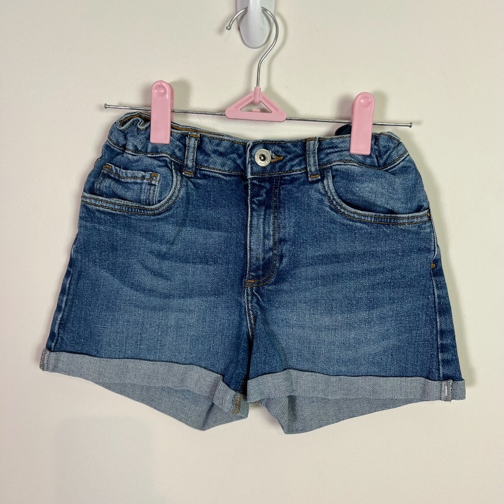 Zara Girls Rolled Hemline Denim Jean Shorts Size 11 to 12 Years Old Preteen